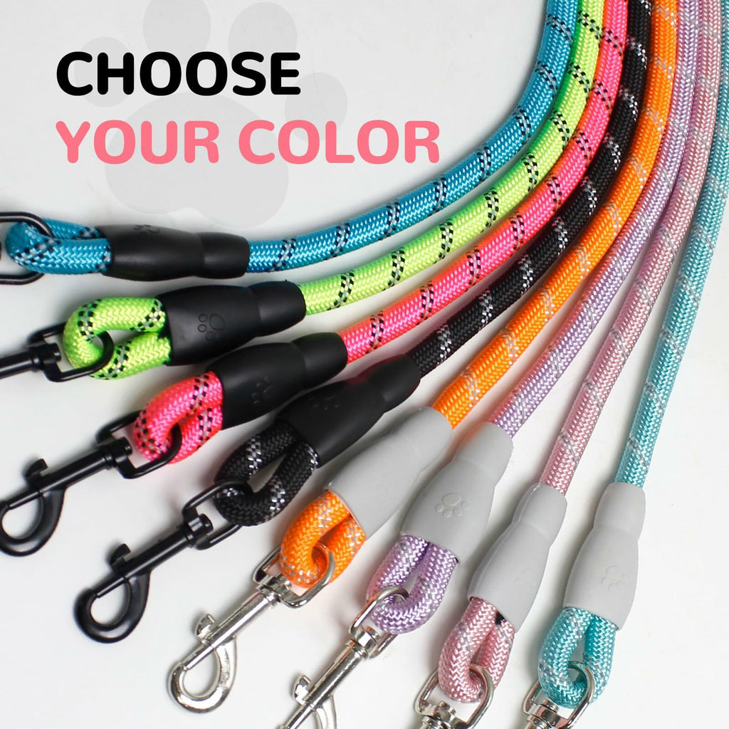 YALAVA Dog Leash 5FT Heavy Duty Reflective Nylon Rope Pink Padded Handle