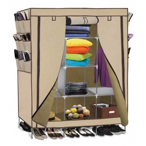 OxGord Portable Wardrobe Closet Organizer with Shoe Pockets - Assorted Colors