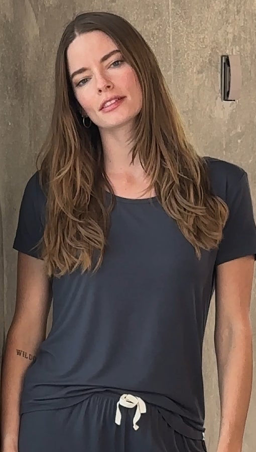 Women’s Bamboo Lounge Set - Lounge T-Shirt + Lounge Shorts - Lara Luxe