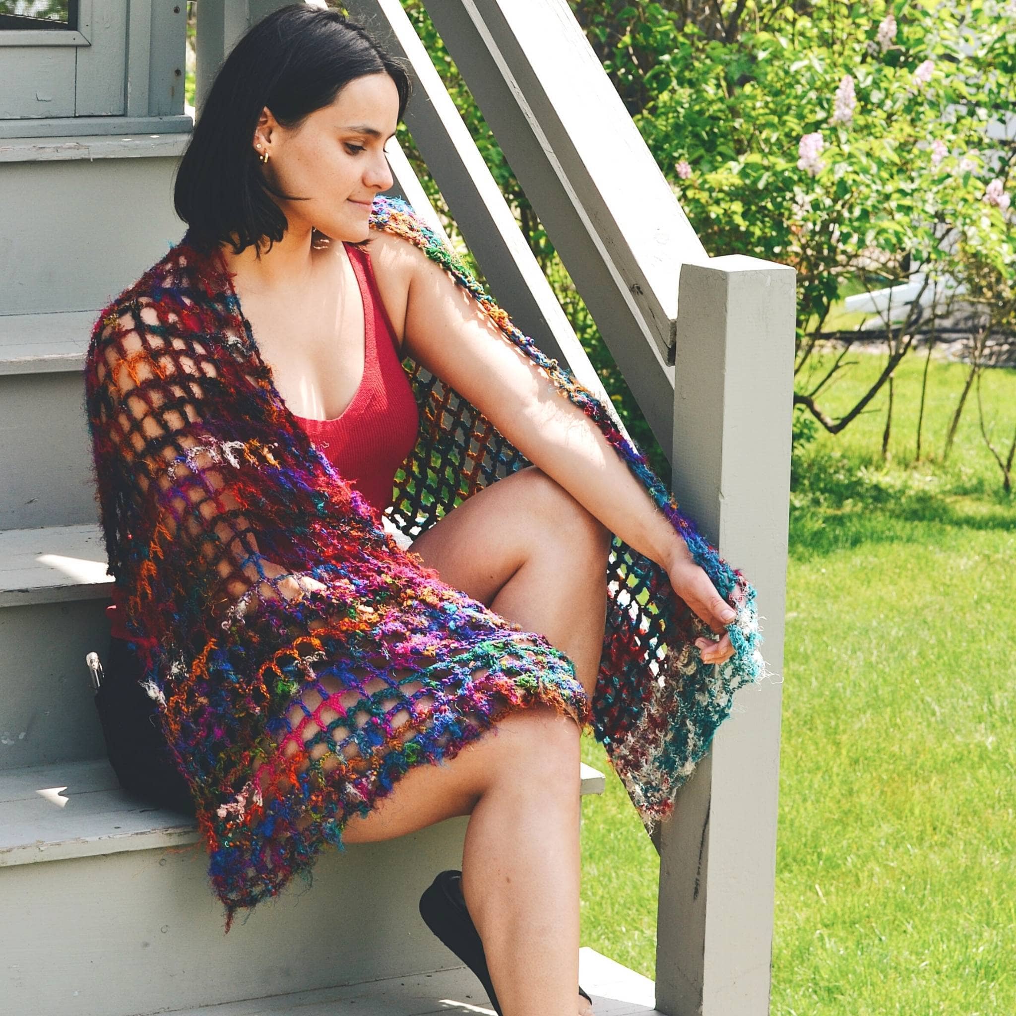 QuadraMesh Crochet Shawl Easy Pattern