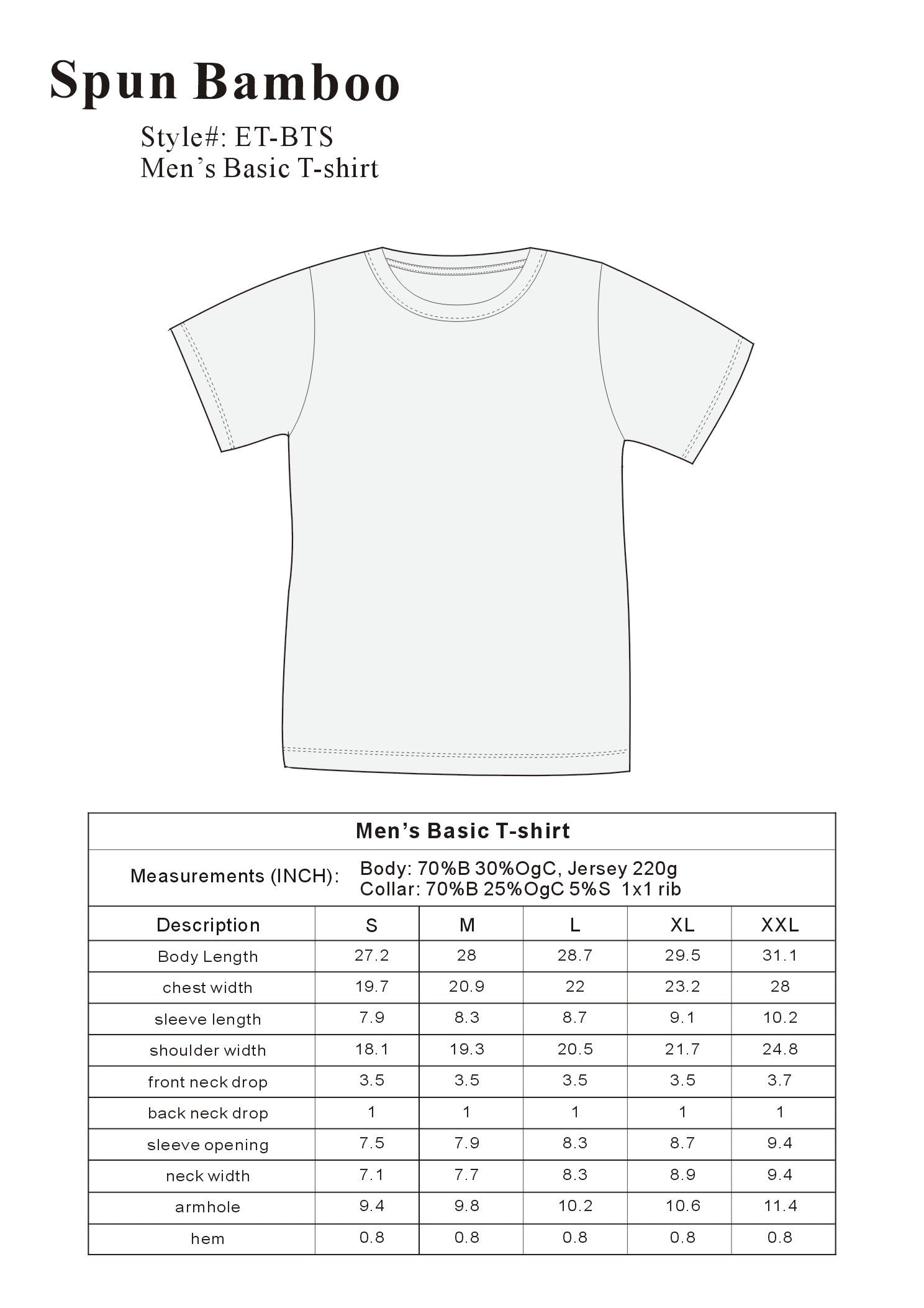 The Original Men's Bamboo Viscose/Organic Cotton Short Sleeve T-Shirt - Classic Cut - Lara Luxe