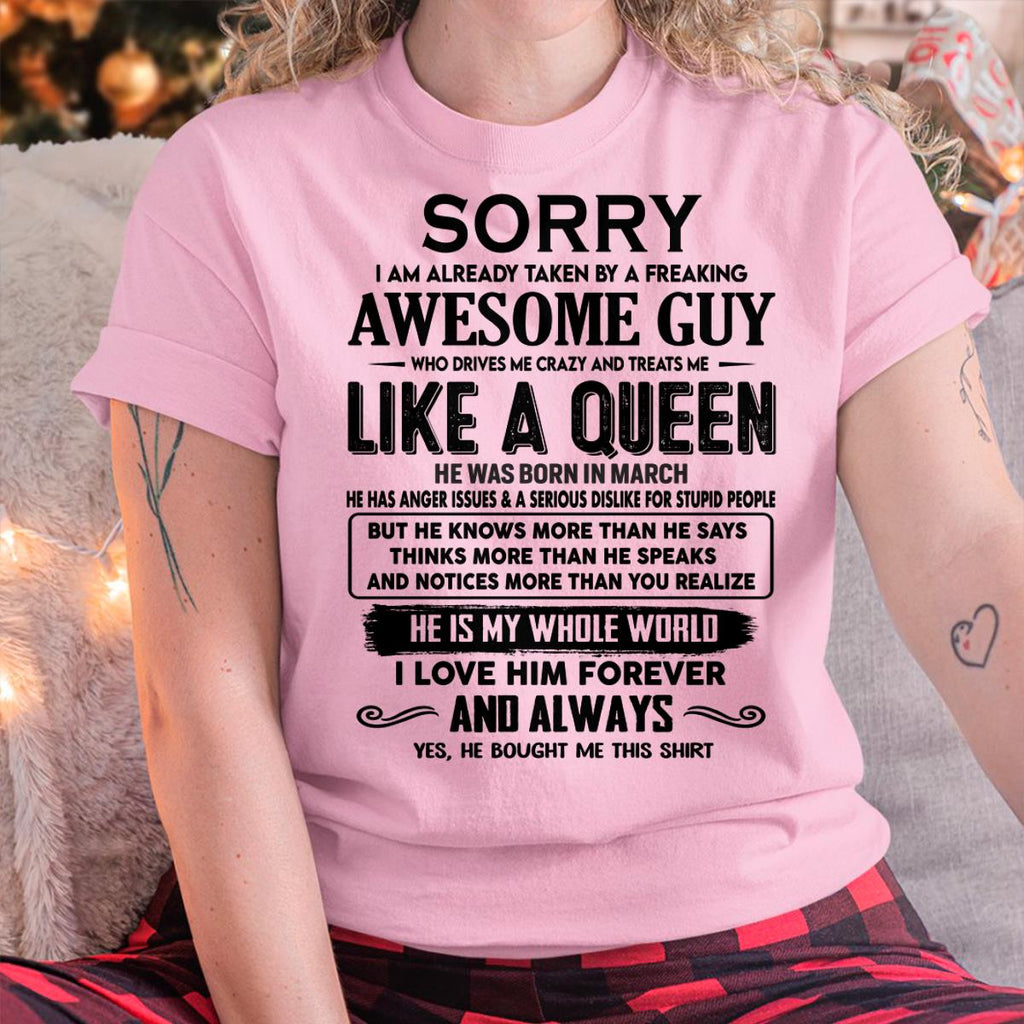March - Sorry I am already taken by a freaking awesome guy - Gift for Wife From Husband - NGHL03 (SKU-SRG-03)