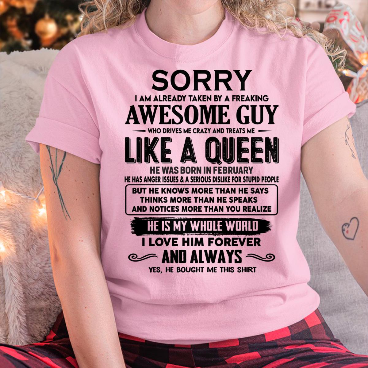 February - Sorry I am already taken by a freaking awesome guy - Gift for Wife From Husband - NGHL02 (SKU-SRG-02)