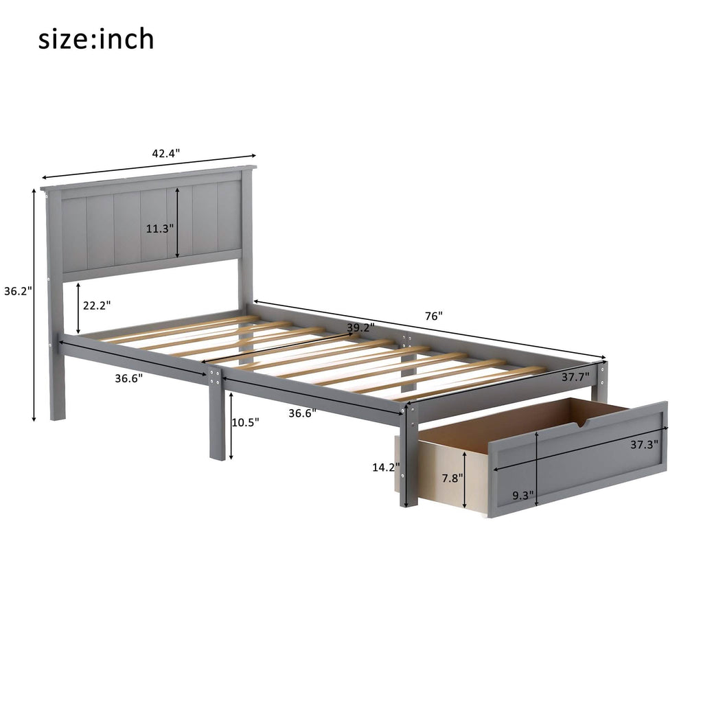 Twin Size Platform Bed with Storage
